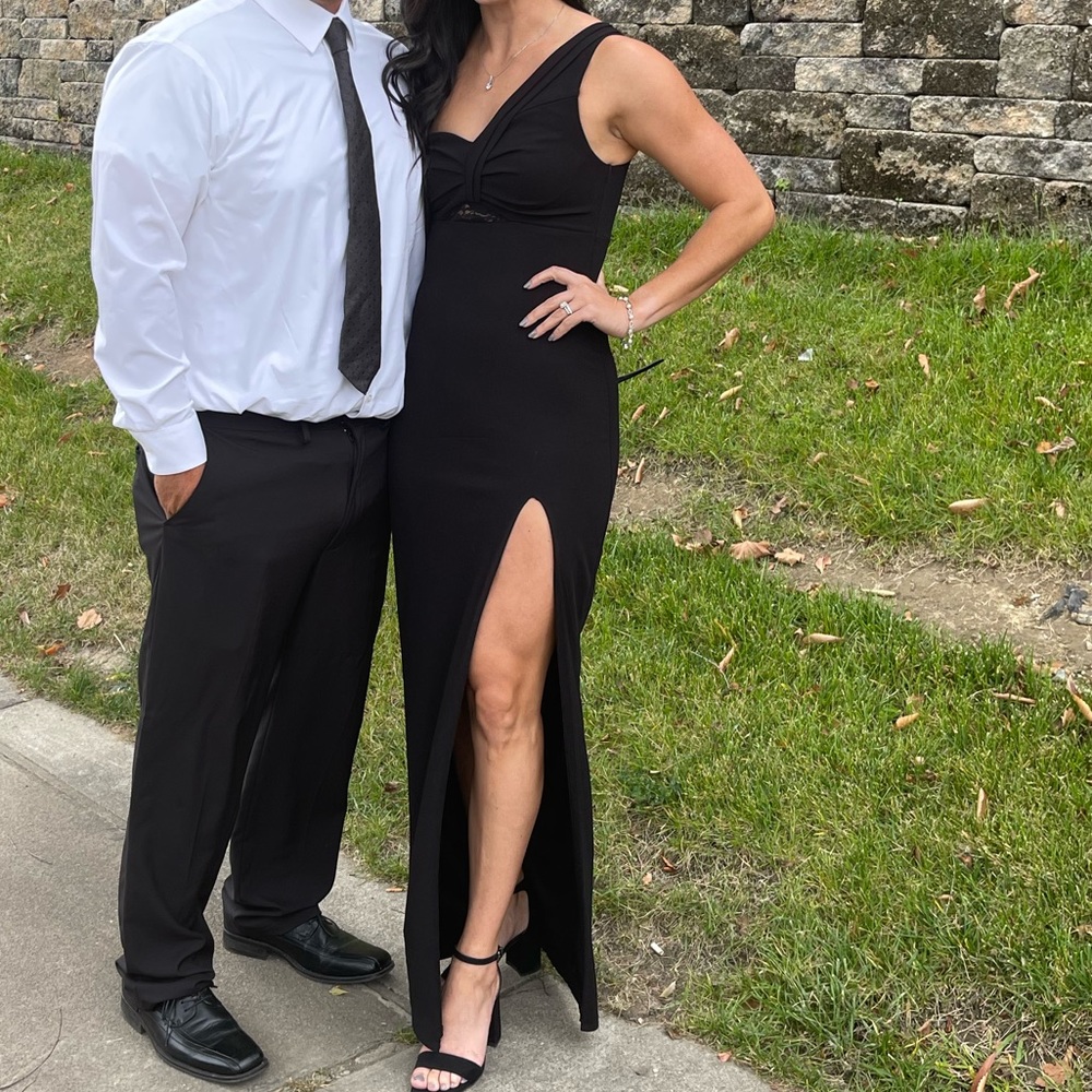 Black one shoulder prom dress